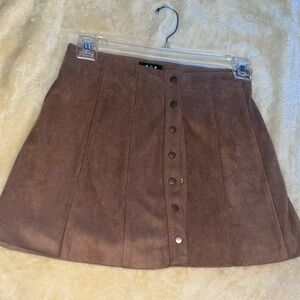 Elegant Brown Suede Mini Skirt